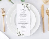 Olive Wedding Menu, Greenery Wedding Menu Template, Printable Menu, Dinner Menu Card, Wedding Menu Card, Templett, #B94