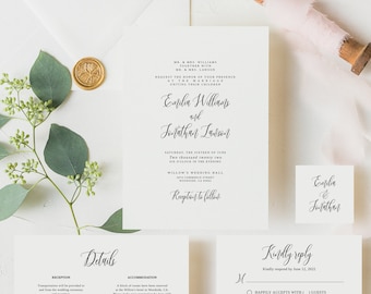 Modern Wedding Invitation Template, Minimalist Wedding Invitation, Editable Wedding Invitation, Templett, #B95
