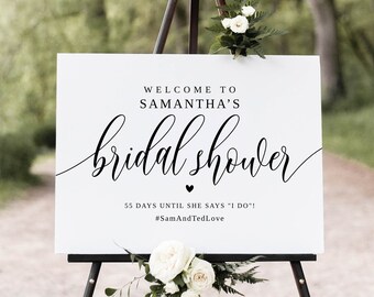 Bridal Shower Welcome Sign, Script Welcome Sign Template, Calligraphy Welcome Sign, Templett, #B95