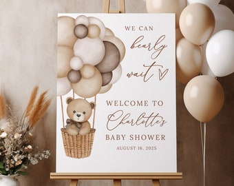 Bear Baby Shower Welcome Sign, We Can Bearly Wait Bear Theme Baby Shower, Teddy Bear Baby Shower Sign, Gender Neutral Baby Shower Decor B212