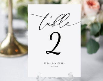 Modern Wedding Table Numbers, Table Number Template, Wedding Reception, Elegant Wedding, Printable Table Numbers, Templett, #B55