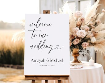 Boho Wedding Welcome Sign Printable Modern Wedding Sign, Editable Wedding Welcome Sign, Elegant Wedding Sign, Welcome Sign Template, B180