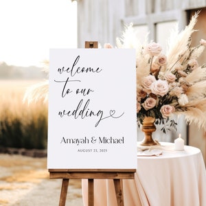Boho Hochzeit Willkommensschild Druckbares modernes Hochzeitsschild, bearbeitbares Hochzeit Willkommensschild, elegantes Hochzeitsschild, Willkommensschild Vorlage, B180
