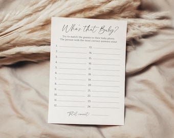 Who's That Baby Game, Minimalist Baby Shower, Photo Matching (Digital Download), B220