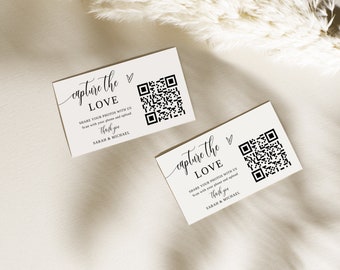 Capture la tarjeta de amor, tarjeta de código Qr de boda, tarjeta de foto de boda, plantilla de boda con código Qr, comparta la tarjeta de boda de amor, B95