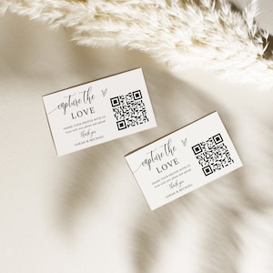 Leg de liefdeskaart vast, bruiloft Qr-codekaart, bruiloftsfotokaart, Qr-code bruiloft sjabloon, deel de liefde-trouwkaart, B95