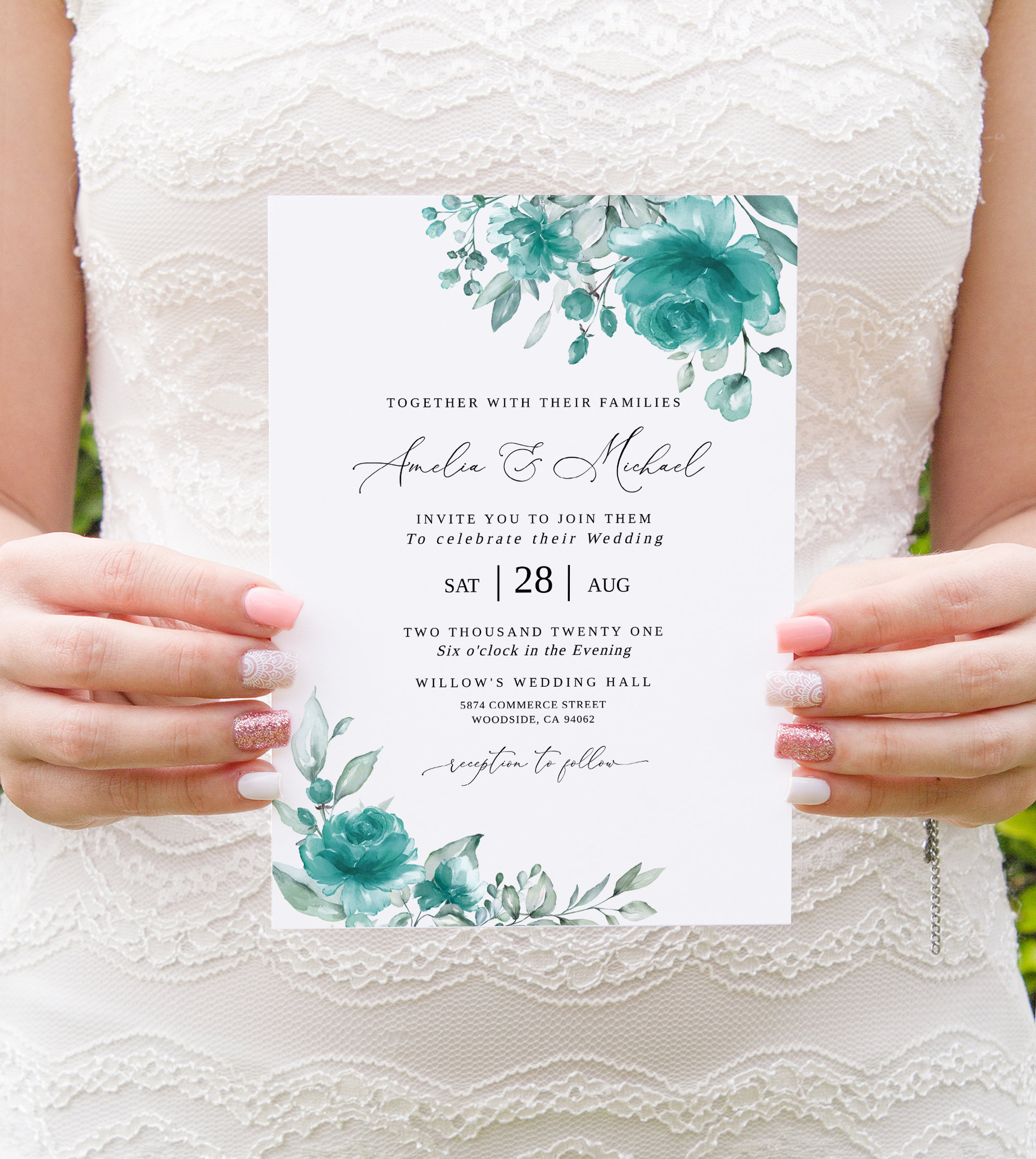 Turquoise Invitation Card Etsy Turquoise Invitation Card Etsy
