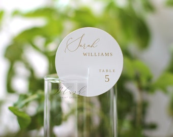 Champagne Place Card Template, Round Place Cards, Circle Seating Cards, Gold Place Card, Circle Name Cards, Templett, #B70