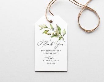 Greenery Wedding Thank You Tags, Garden Wedding Favor Tags, Wedding Gift Tags, Printable Thanks Tags, Templett, #B32