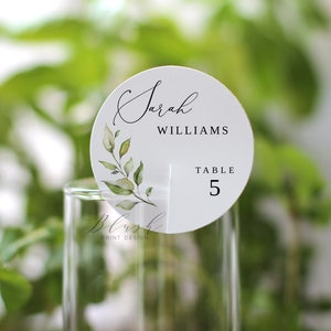 Tarjetas de lugar de champán verde, plantilla de tarjeta de lugar redondo, tarjetas de asientos circulares, tarjetas de nombre de boda, tarjetas de nombre de círculo, Templett, #B32