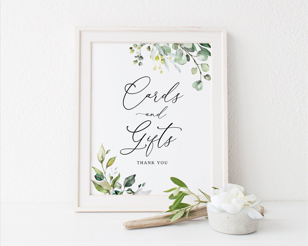 Greenery Wedding Cards and Gifts Sign, Garden Wedding Cards and Gifts ...