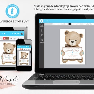 Teddy Bear Baby Shower Invitation, Gender Neutral Baby Shower ...