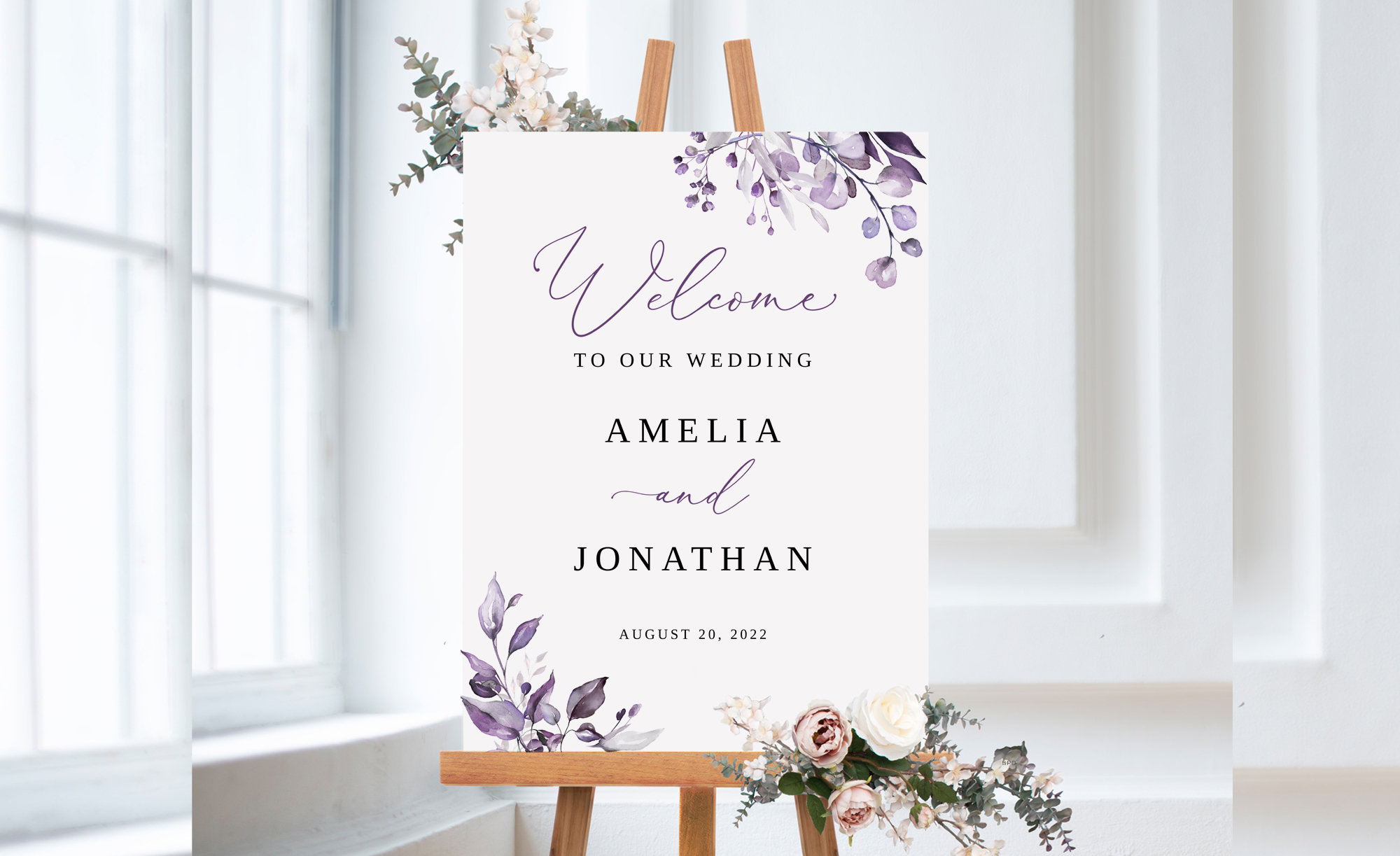 Dusty Purple Wedding Welcome Sign Template Lavender Wedding - Etsy