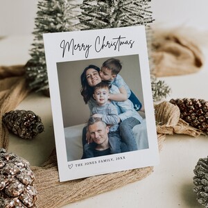 Modello di biglietto di Natale, Biglietto di buon Natale, Biglietto di buone feste modificabile, Biglietto di Natale minimalista, Biglietto con foto di famiglia, B127
