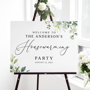 Greenery Housewarming Party Welcome Sign, Housewarming Welcome Sign Template, Housewarming Sign, Templett, #B32