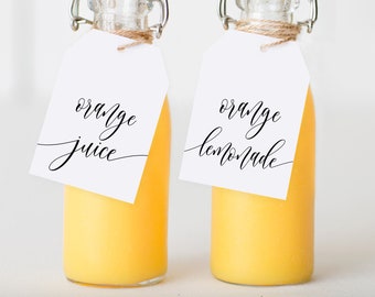 Modern Mimosa Bar Juice Tags, Minimalist Juice Tags, Baby Shower Juice Tags, Juice Labels, Food Labels, Momosa Bar Tags, Templett, #B95