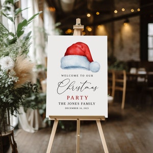 Christmas Party Welcome Sign, Holiday Welcome Sign, Editable Christmas ...