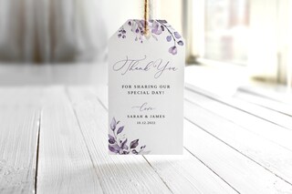 100 Etichette Regalo Personalizzate Per Matrimonio, Bomboniere, 7x4.5 Cm, Colore Viola, Carta Di Qualità, Stampa Digitale