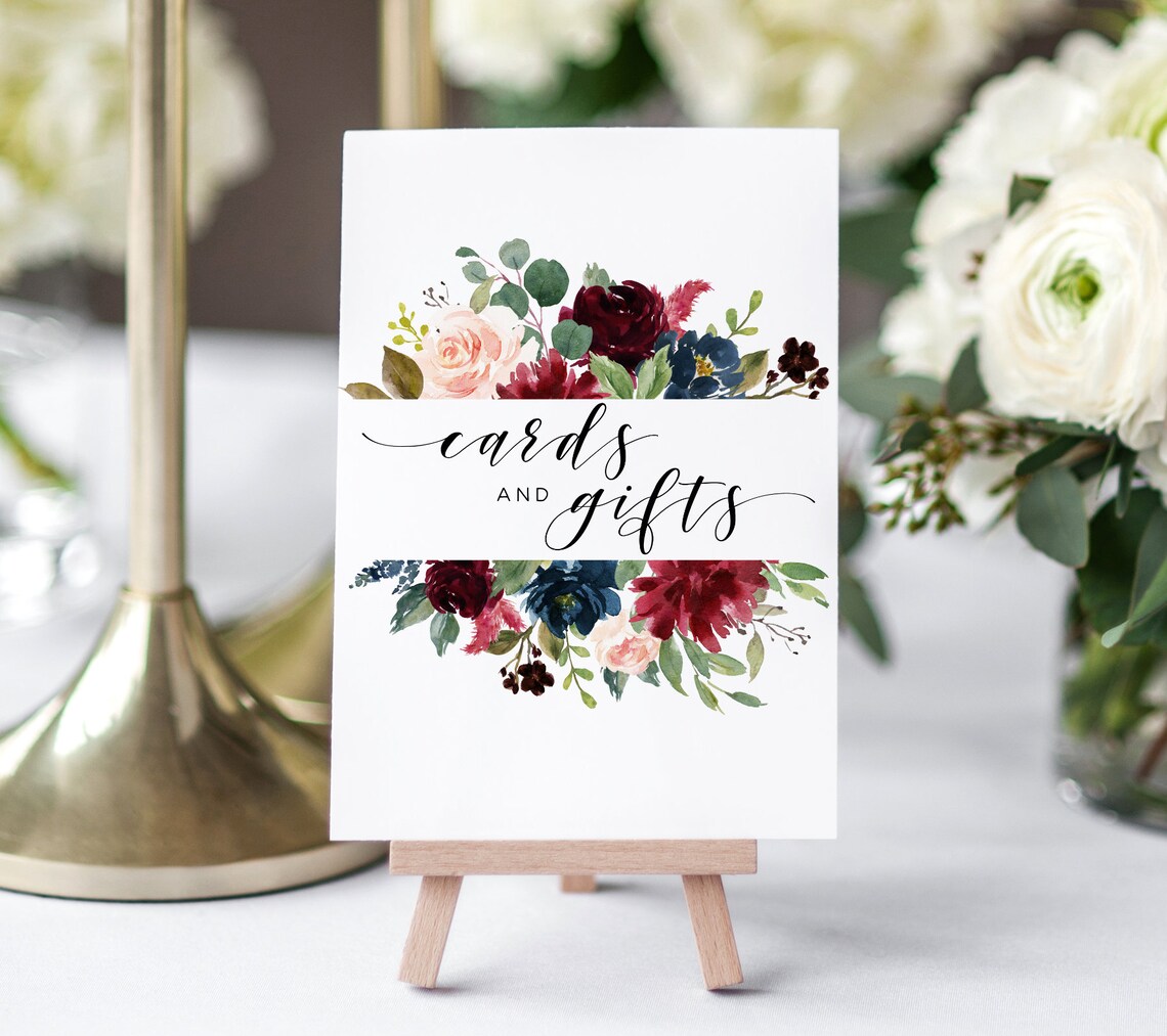 Cards and Gifts Sign Printable Wedding Cards and Gifts Sign - Etsy