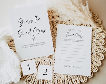 Guess The Sweet Mess Game, Dirty Diaper Game, Candy Bar Game Template, Gender Neutral Baby Shower Game Editable, B221