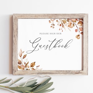 Fall Wedding Guest Book Sign, Autumn Wedding Guest Book Sign, Printable Wedding Signs, #B62