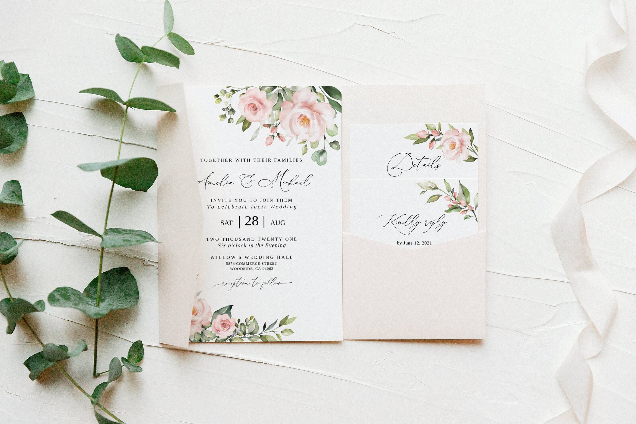 Blush Pink Wedding Invitation Suite Blush Wedding Invitation - Etsy