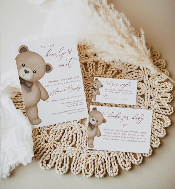 teddy bear unique baby shower invitation ideas