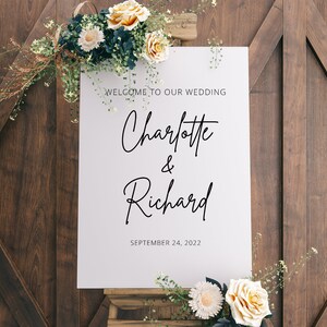 Script Wedding Welcome Sign Template, Calligraphy Welcome Sign, Minimalist Wedding Welcome Sign, Templett, #B127