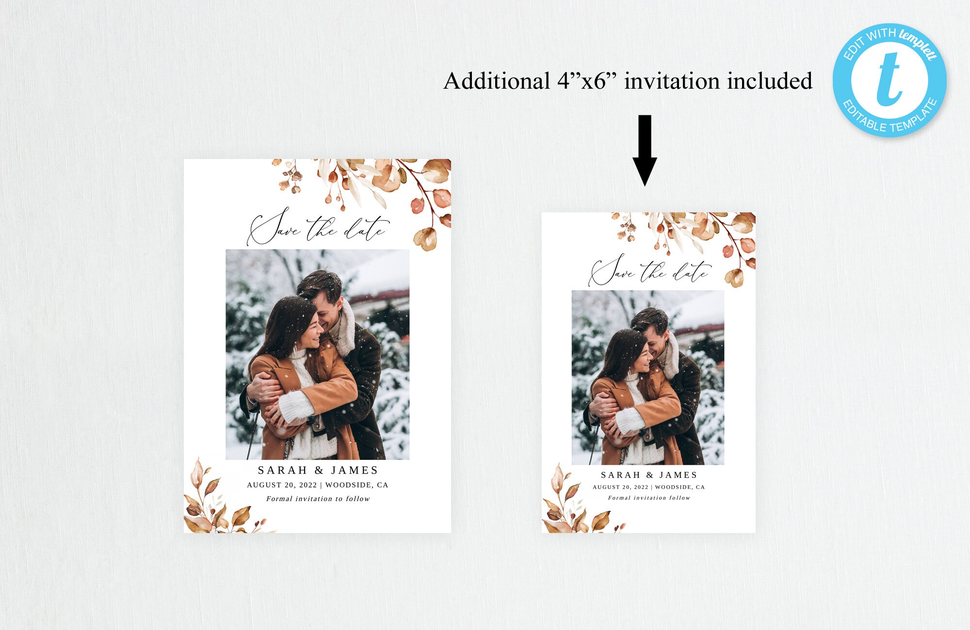 Fall Wedding Save the Date Template Autumn Wedding Save the - Etsy