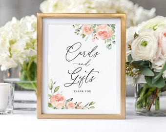 Peach Wedding Cards and Gifts Sign, Coral Wedding Cards and Gifts Sign, Printable Wedding Signs, #B39