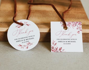 Dusty Pink Wedding Thank You Tags, Dusty Rose Favor Tags, Wedding Gift Tags, Templett, #B90