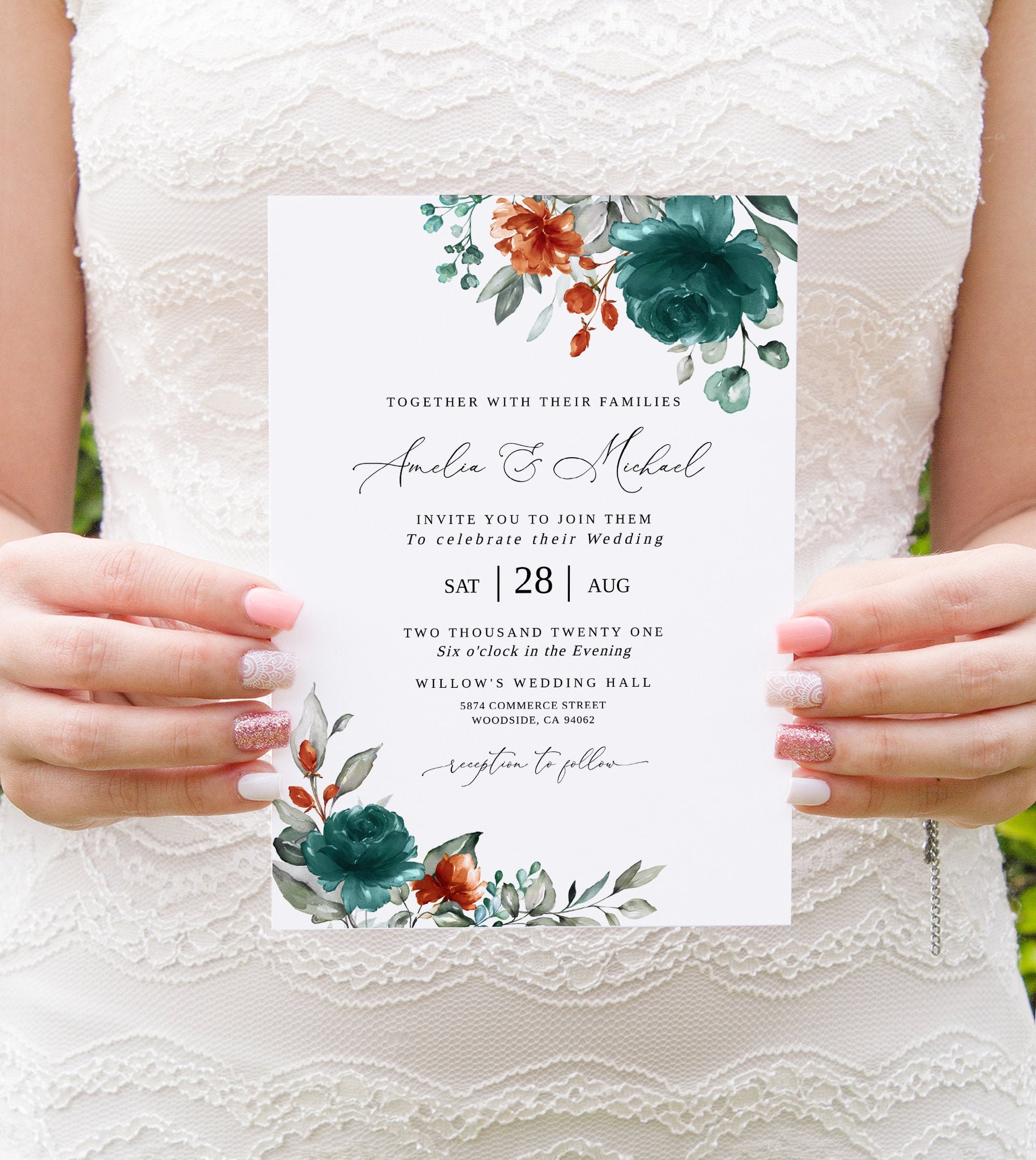 Orange Teal Wedding Invitation Template Teal Orange Wedding Etsy UK Orange Teal Wedding Invitation Template Teal Orange Wedding Etsy UK