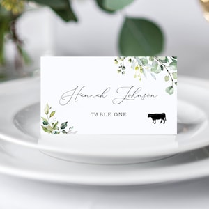 Greenery Wedding Place Card, Seating Card, Wedding Name Card, Garden Wedding Name Card, Place Cards With Meal Choice, Templett, #B32