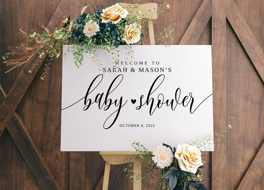 Baby Shower Welcome Sign, Script Baby Shower Welcome Sign Template ...