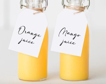 Mimosa Bar Juice Tags, Minimalist Juice Tags, Bridal Shower Juice Tags, Baby Shower Juice Tags, Juice Bottle Tags, Food Labels, B221