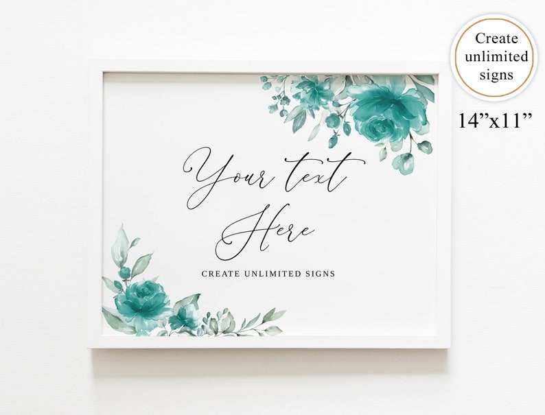 Turquoise Inlay Sign Turquoise Wedding Sign, Teal Wedding Sign, Custom Sign Template, Edit ...