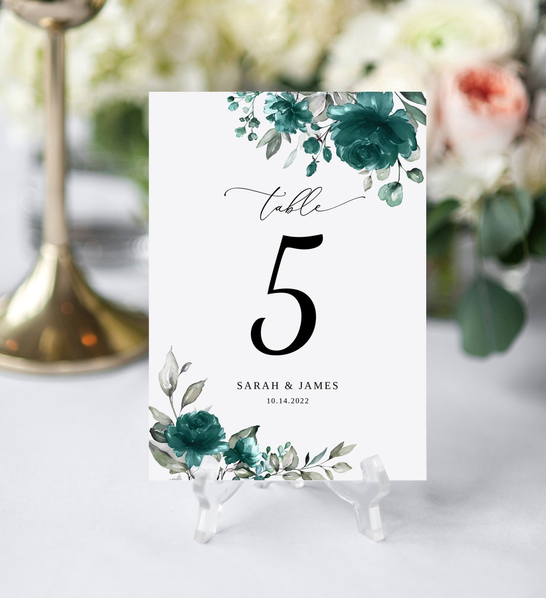 Teal Wedding Table Numbers Teal and Gray Table Number - Etsy