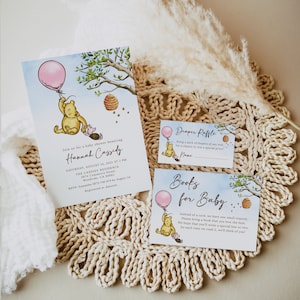 Pacchetto invito per baby shower Winnie The Pooh, libri per inviti per baby shower per ragazze per biglietti della lotteria per pannolini per bambini Winnie-The-Pooh B189