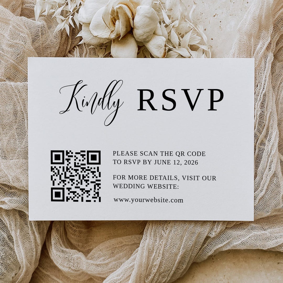 Modern Wedding Qr Code RSVP, Qr Code Wedding Template, Minimalist RSVP ...