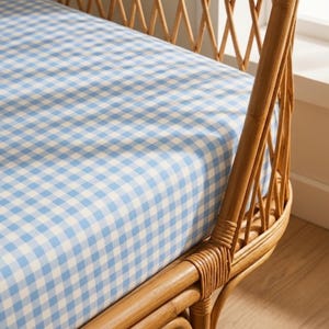 Organic Cotton Fitted Sheet - Bluebird Gingham