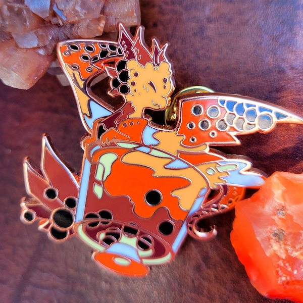 Thai Tea With Boba Dragon - Enamel Pin - Bubble Tea Dragon