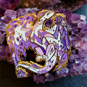 Amethyst - Citrine Dragon enamel pins - Crystal Quartz set - NEW designs!