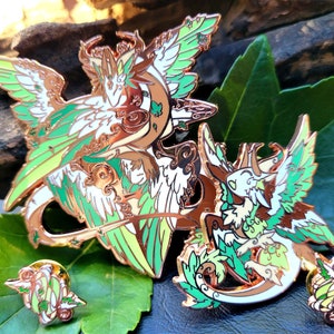 Elemental de aire - Pines de esmalte de dragón = Dragón de ángel de pájaro de pluma de cielo de viento