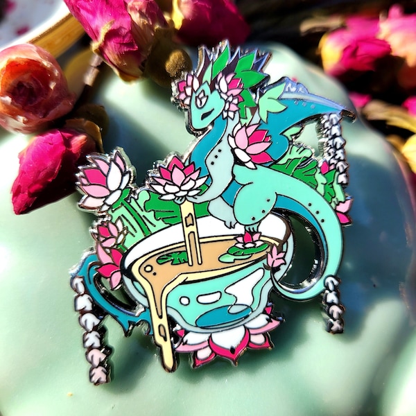Lotus Flower Tea Dragon - Enamel Pin