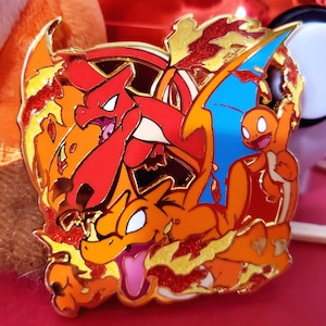 Charcoal Dragon Family - Fire Poke Enamel Pin