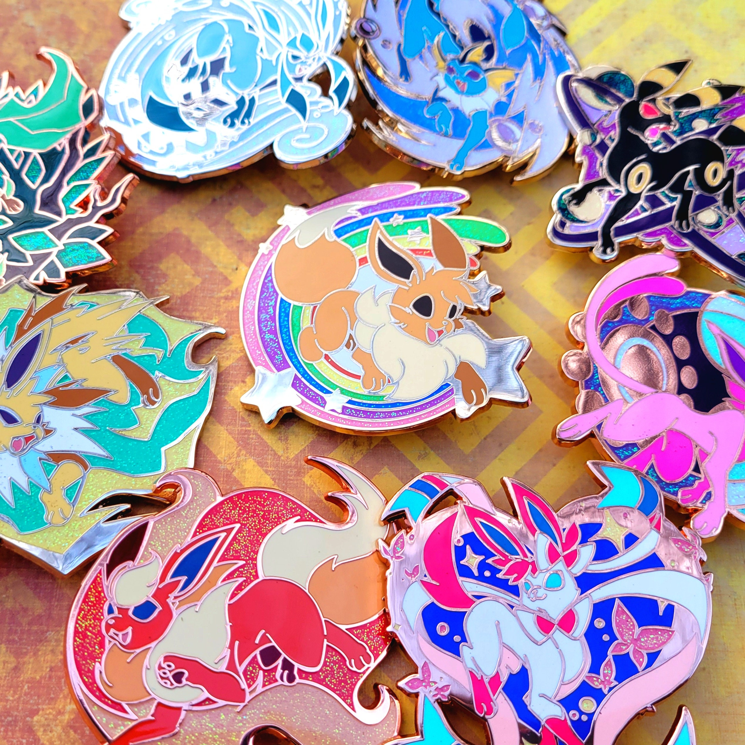 Eevee's Garden - A Floral Eeveelution Enamel Pin Set by EvilsCornerArt —  Kickstarter