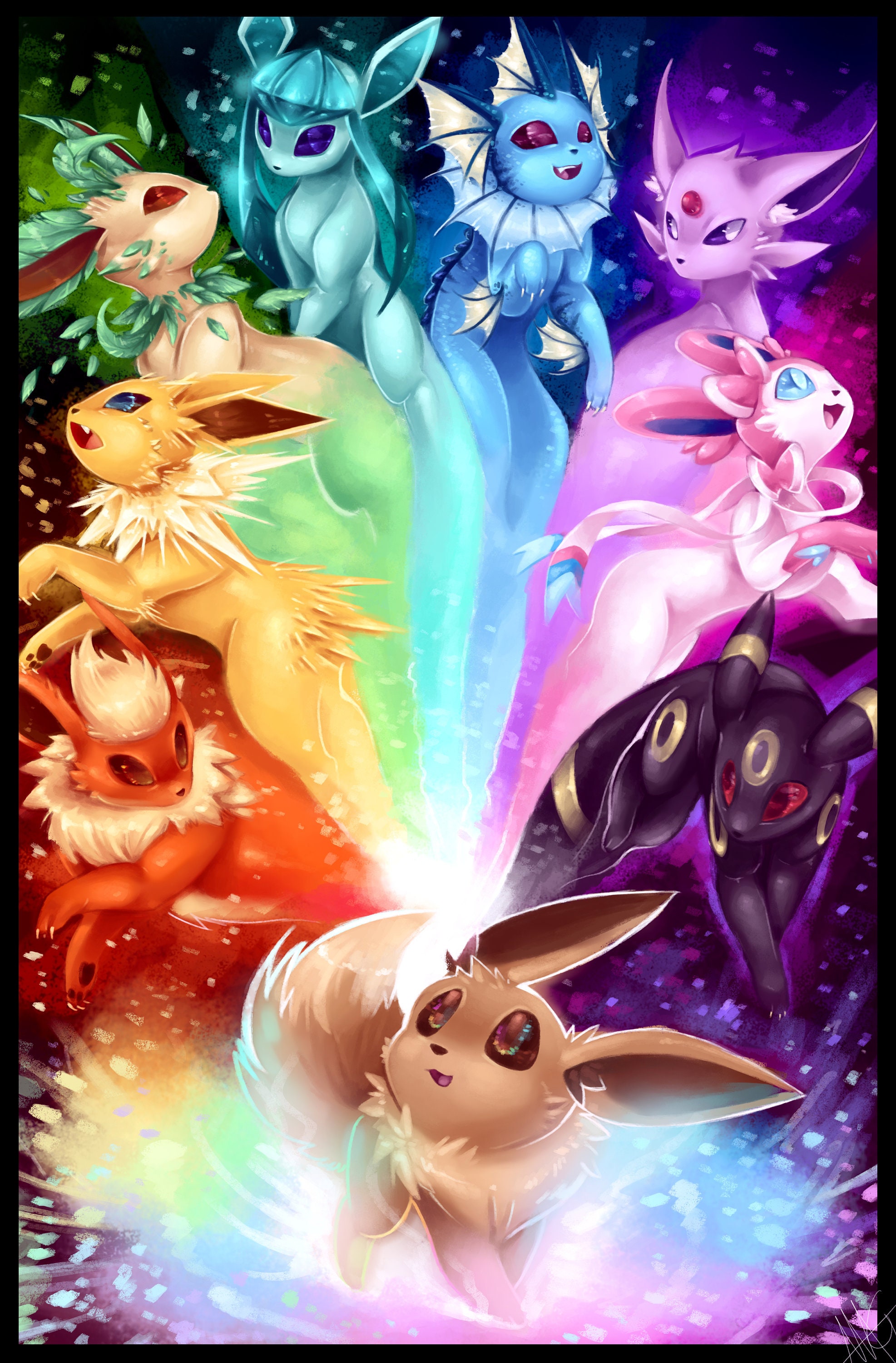 Eevee Eeveelutions Pokémon Poster - Red -  - Pokémon TCG &  Accessories