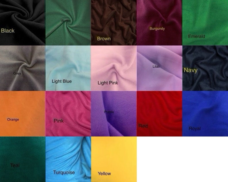 Peut inclure: Un nuancier de tissus en diff&eacute;rentes couleurs, notamment noir, marron, bordeaux, &eacute;meraude, gris, bleu clair, rose clair, lilas, marine, orange, rose, violet, rouge, bleu roi, sarcelle, turquoise et jaune.