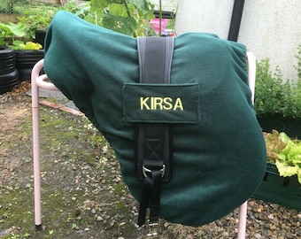 Personalised Embroidered SADDLE COVER + Girth Loops GP or Dressage - Huge Range Of Colours