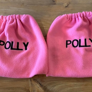 Pair of Personalised EMBROIDERED Fleece STIRRUP COVERS Many Colours